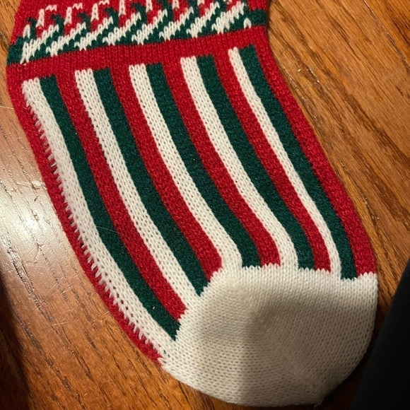 20" Long Knit Christmas Stocking with Cat - Picture 4 of 7
